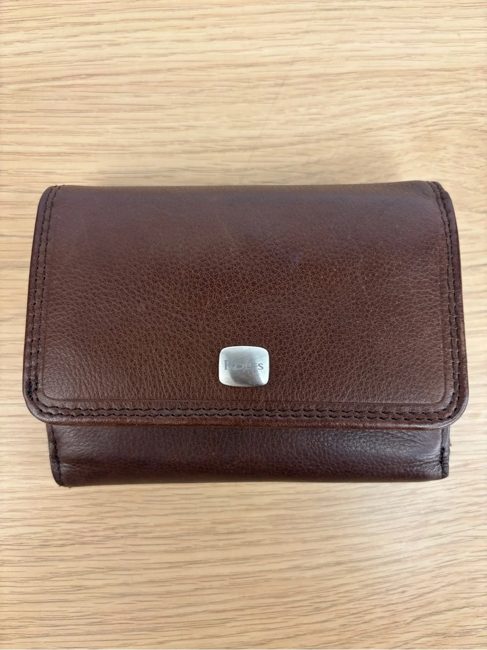 Vintage Rolfs Brown Pebbled Leather Trifold Wallet